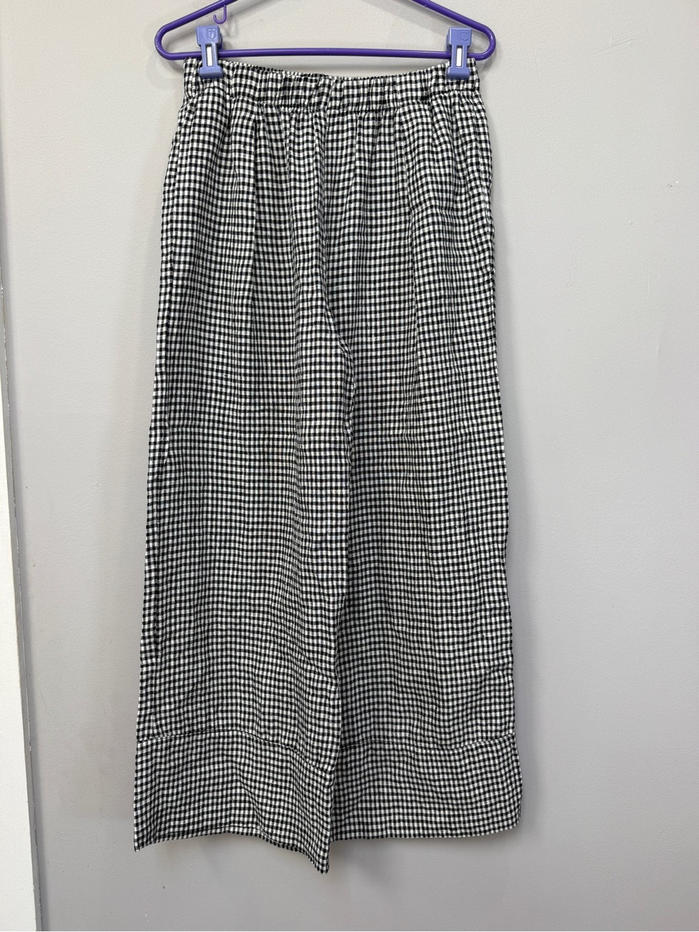 Reformation Black and White Gingham Wide-Leg Pants